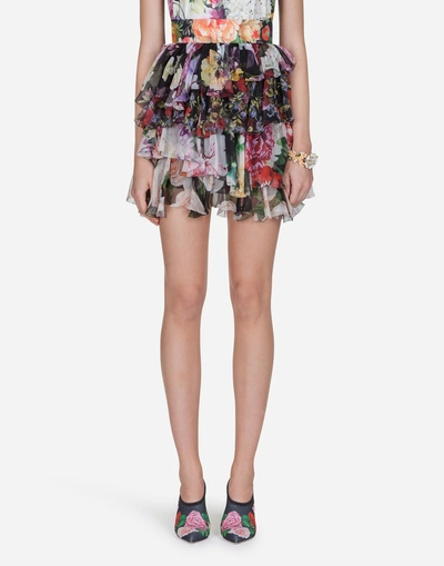 Dolce & Gabbana Printed Silk Skirt In Floral Print