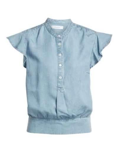 Frame Smocked Flounce Button-front Popover Blouse In Rowan