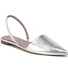 Diane Von Furstenberg Koko Metallic Leather Slingback Flats In Silver