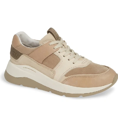 Frye Willow Low Lace-up Leather/suede Running Sneakers In Sand Suede