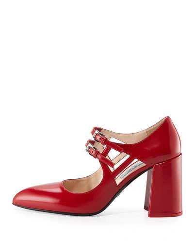 Prada - Authenticated Mary Jane Heel - Patent Leather Red Plain for Women, Good Condition