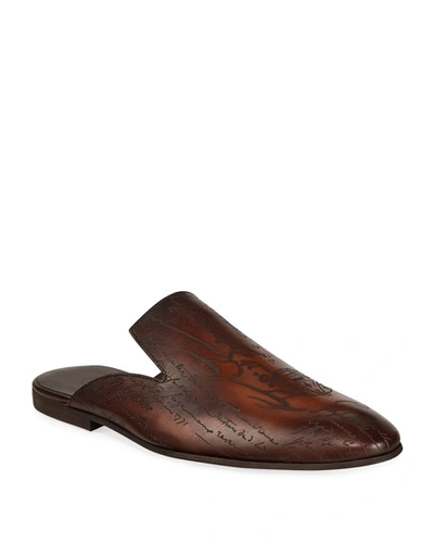 Berluti Men's Cyrus Oman Calf Leather Slipper In Brown