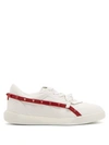 Valentino Garavani Rockstud Armour Studded Leather Sneakers In White