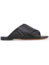 Givenchy Crisscross Leather Flat Sandals In Black