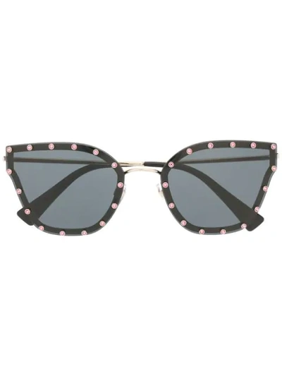 Valentino Crystal Embellished Butterfly Sunglasses In Black
