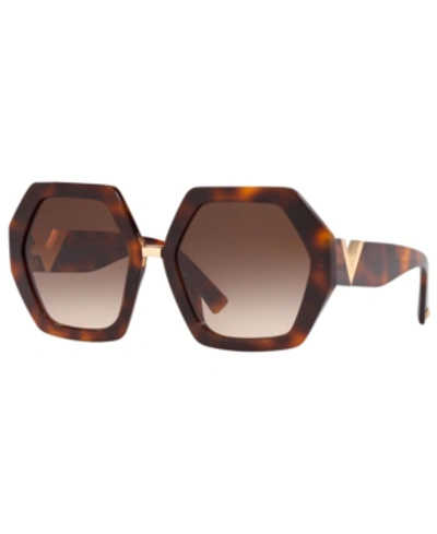 Valentino Garavani Rockstud Heptagon Sunglasses In Brown