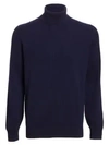Brunello Cucinelli Rib-knit Wool, Silk & Cashmere Turtleneck Sweater In Navy