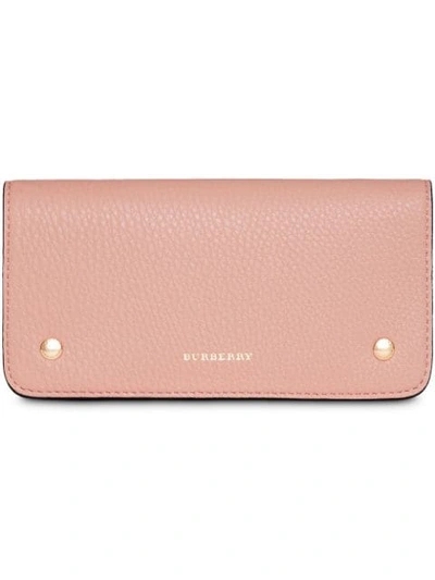Burberry Leather Logo Phone Wallet In Pink