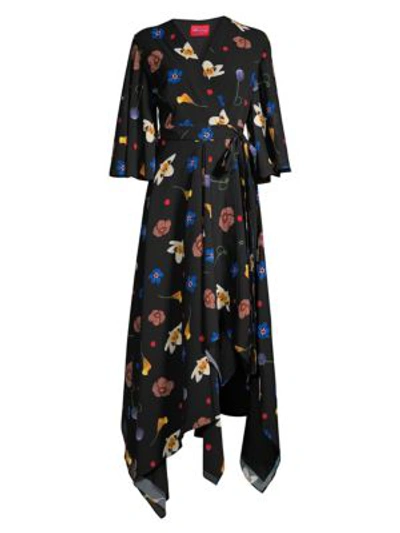 Solace London Darlina Asymmetric Floral Dress In Space Floral