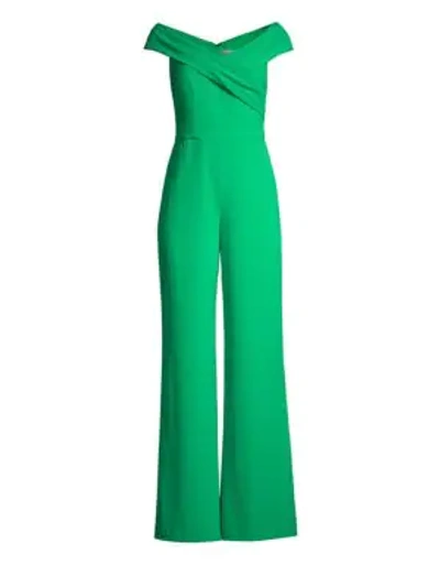 Alice And Olivia Kaye Wrap Shoulder Jumpsuit In Mint Kelly