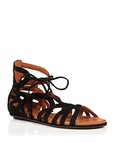 Gentle Souls By Kenneth Cole Gentle Souls Break My Heart Snake Embossed Lace Up Sandals In Black