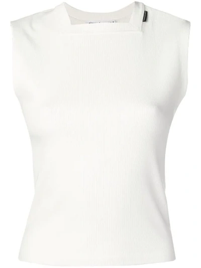 Alexander Wang T Variegated Compact Sleeveless Jersey Crop Top In White
