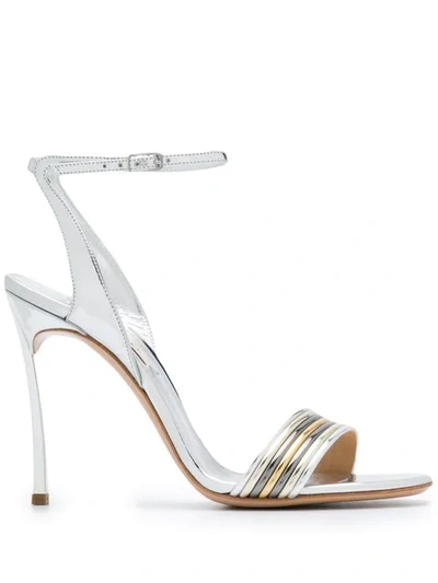 Casadei Silver-tone High-heel Barbarella Sandals In Argento