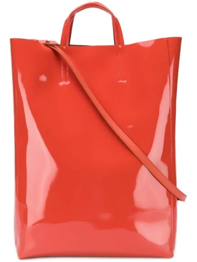 Acne Studios Baker Patent Large Shopper Tote Bag In Orange