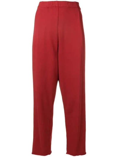 Raquel Allegra Cropped High Waisted Trousers In Red