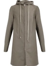 Rick Owens Single-breasted Zipped Coat In Grey