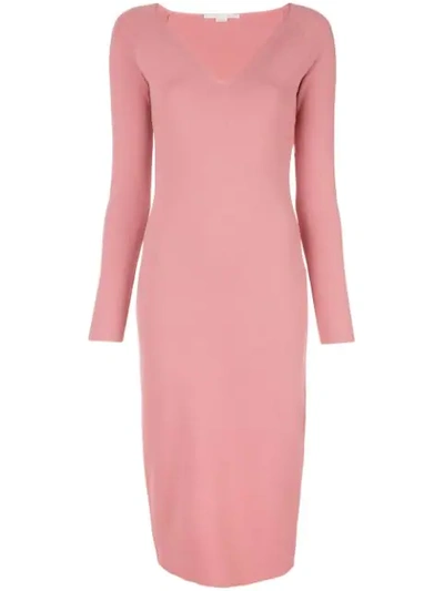 Stella Mccartney V-neck Midi Dress Pink