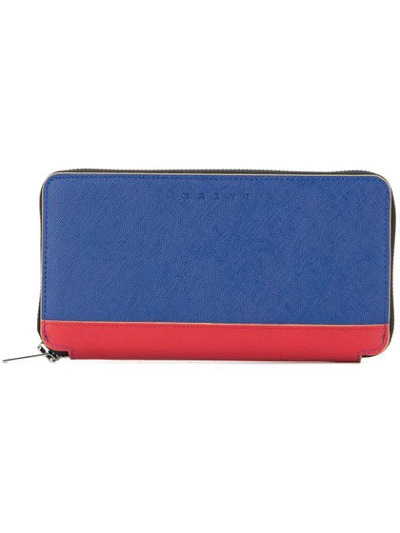 Marni Long Two-tone Wallet In Blue