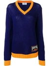 Prada Cashmere Intarsia Sweater In Purple