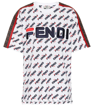 Fendi X Fila Mania Logo Tee In White | ModeSens