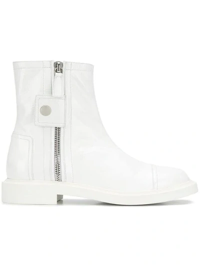 Casadei Zipped Ankle Boots In White
