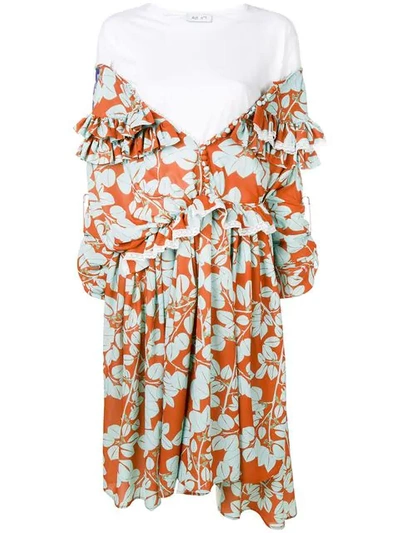 Act N°1 Layered Floral Print Dress In White