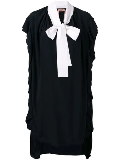 N°21 Ribbon Ruched Mini Dress In Black