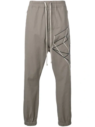 Rick Owens Embroidered Graphic Joggers In Grey