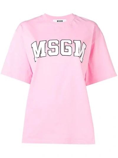 Msgm College Logo T-shirt In Pink