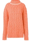 Cashmere In Love Cable Knit Sweater In Orange