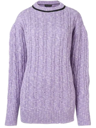 Cashmere In Love Cable Knit Sweater In Purple