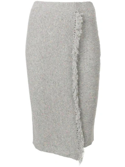 Cashmere In Love Envelope Fringed Skirt In Grey