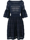 Antonino Valenti Decorative Perforations Flared Dress In Blue