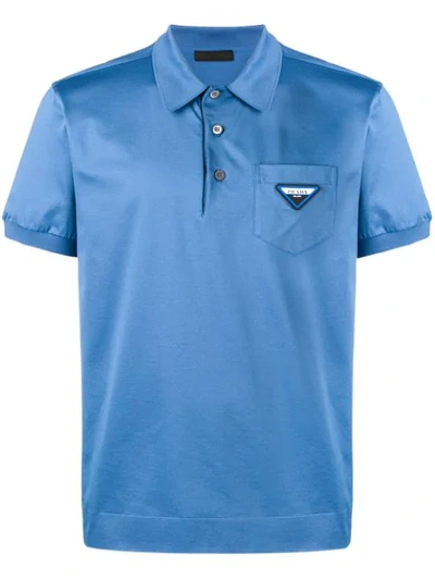 Prada Logo Polo Shirt In Blue