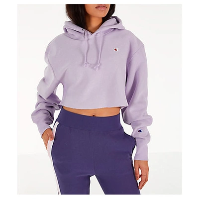 Purple cropped 2024 champion hoodie