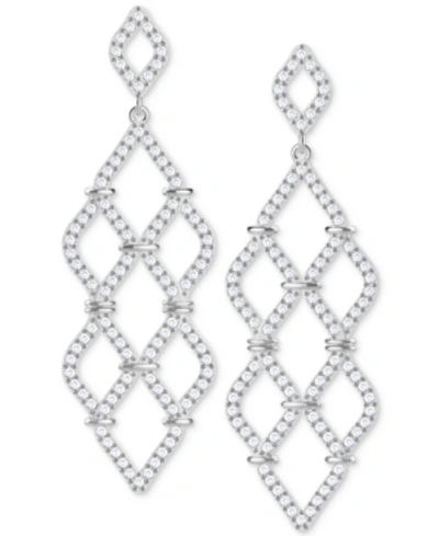Swarovski Silver-tone Crystal Pave Chandelier Earrings