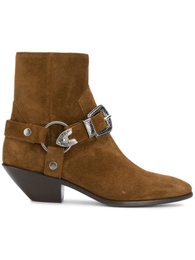 Saint Laurent West Harness Brown Suede Bootie