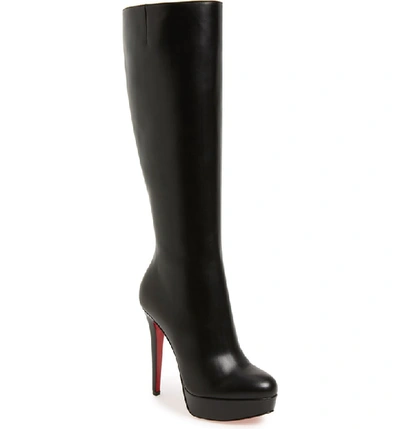 Christian Louboutin Bianca Botta Platform Red Sole Boot, Black In Black Leather