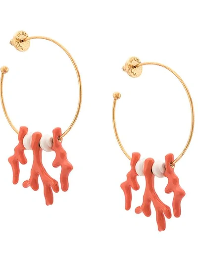 Oscar De La Renta Crystal Pearl Hoop Earrings In Orange