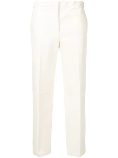 Jil Sander Creased Cropped Trousers In White