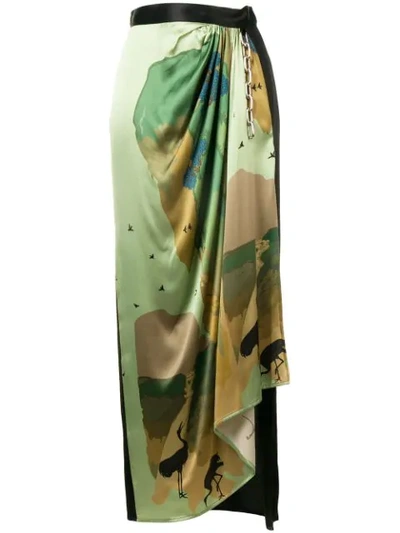 Act N°1 Asymmetric Draped Skirt In Green