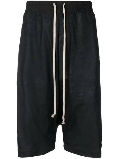 Rick Owens Oversized Leather Shorts In Black