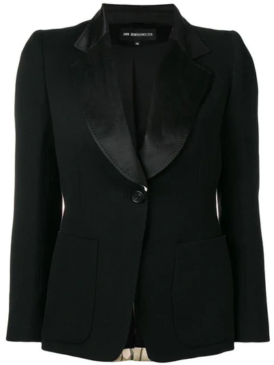 Ann Demeulemeester Striped Blazer Back Jacket In Black