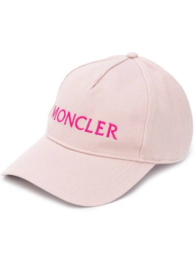 Moncler Contrast Logo Baseball Cap In Pink