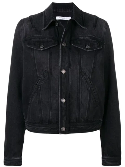 Givenchy Cropped Denim Jacket In 001-black