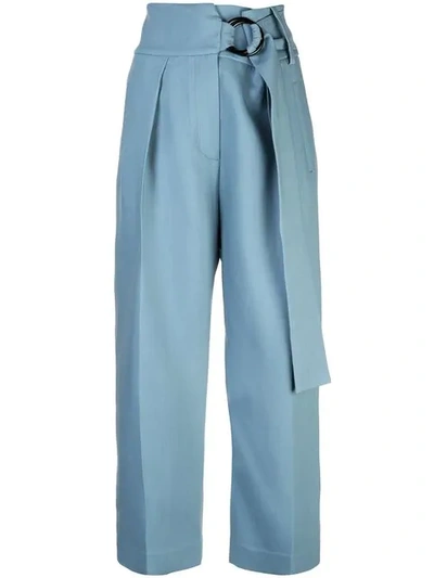 Petar Petrov Hayes High Waisted Tailored Trousers In Blue