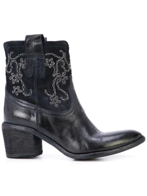 Fauzian Jeunesse Embroidered Ankle Boots In Blue | ModeSens