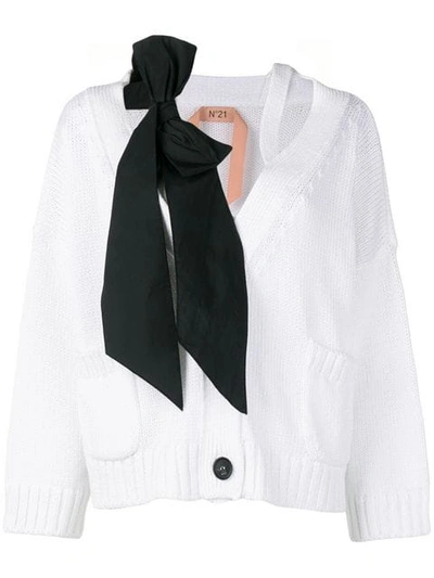 N°21 Bow Knitted Cardigan In White