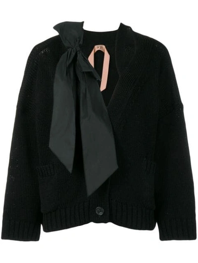 N°21 Bow Knitted Cardigan In Black