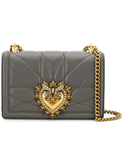 Dolce & Gabbana Medium Devotion Bag In Quilted Nappa Leather In Grey